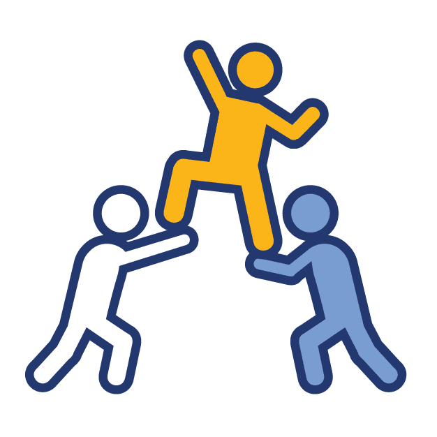icon of people helping each other reach high