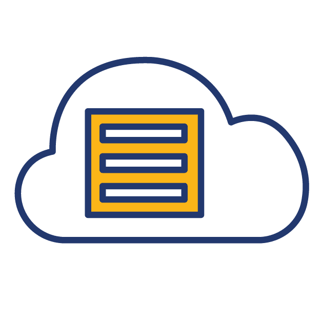icon of server stack inside of a cloud