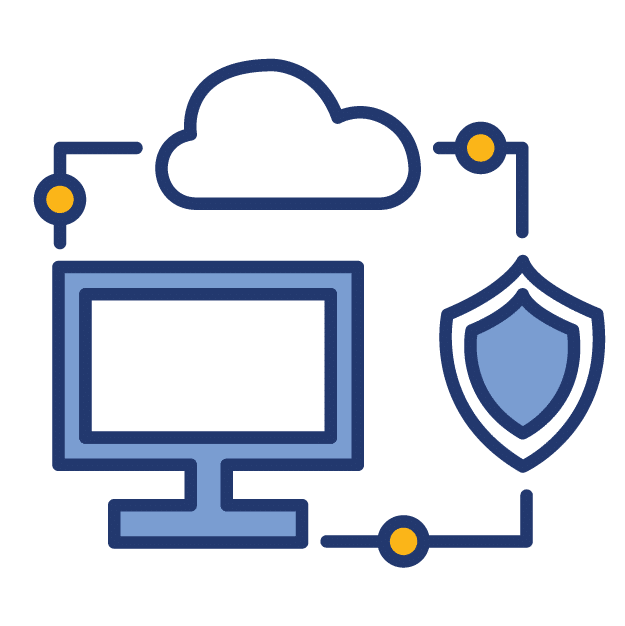 icon displaying the connection between security, devices, and the cloud